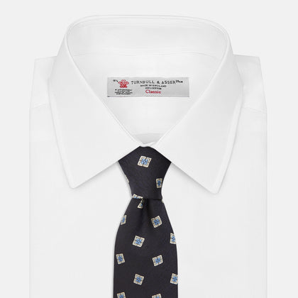 Navy Multi Geo Silk Tie Image 1