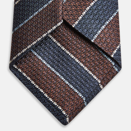 Burgundy & Navy Multi Stripe Silk Tie Image 3