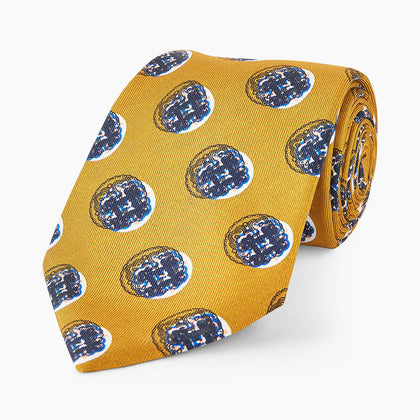 Gold Shadow Spot Printed Silk Tie Image 4