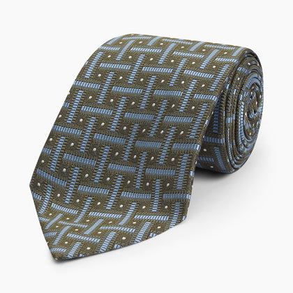 Green & Navy Cross Silk Tie Image 4