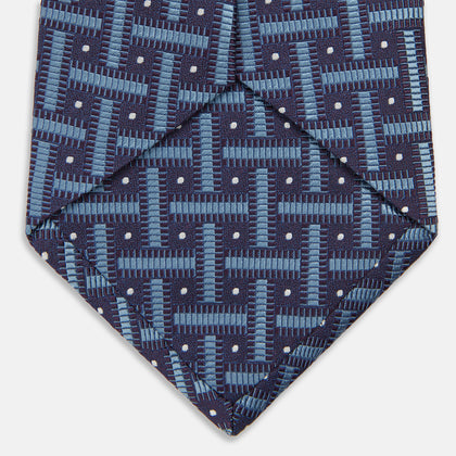 Navy & Blue Cross Silk Tie Image 3