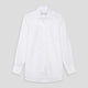 The Turnbull and The Deck White Cotton Traditionalist Shirt by Turnbull & Asser features a classic collar, buttoned front and cuffs, and a refined Royal Oxford weave, shown on a plain light gray background.