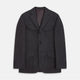 The Turnbull & Asser Charcoal Linen Safari Byron Jacket has a contemporary fit, notched lapel, front button closure, and four flap pockets—two chest and two waist—shown on a plain white background.
