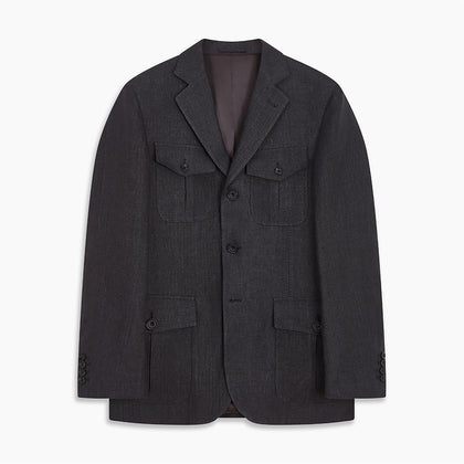 Charcoal Linen Safari Byron Jacket Image 4