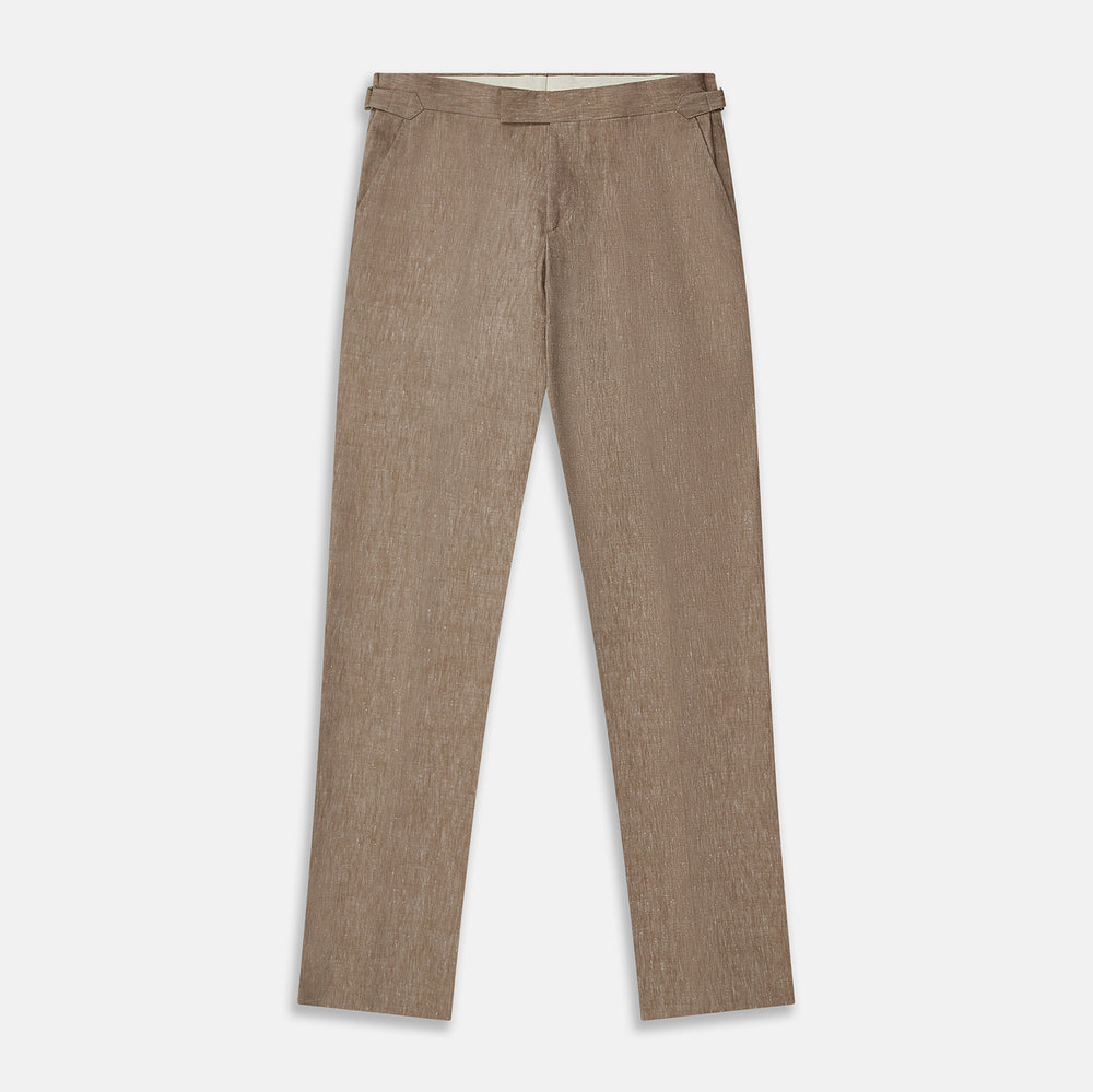 The Turnbull & Asser Beige Wool and Linen Blend Jonathan Trouser features Italian woven fabric and comes complete with a stylish belt.