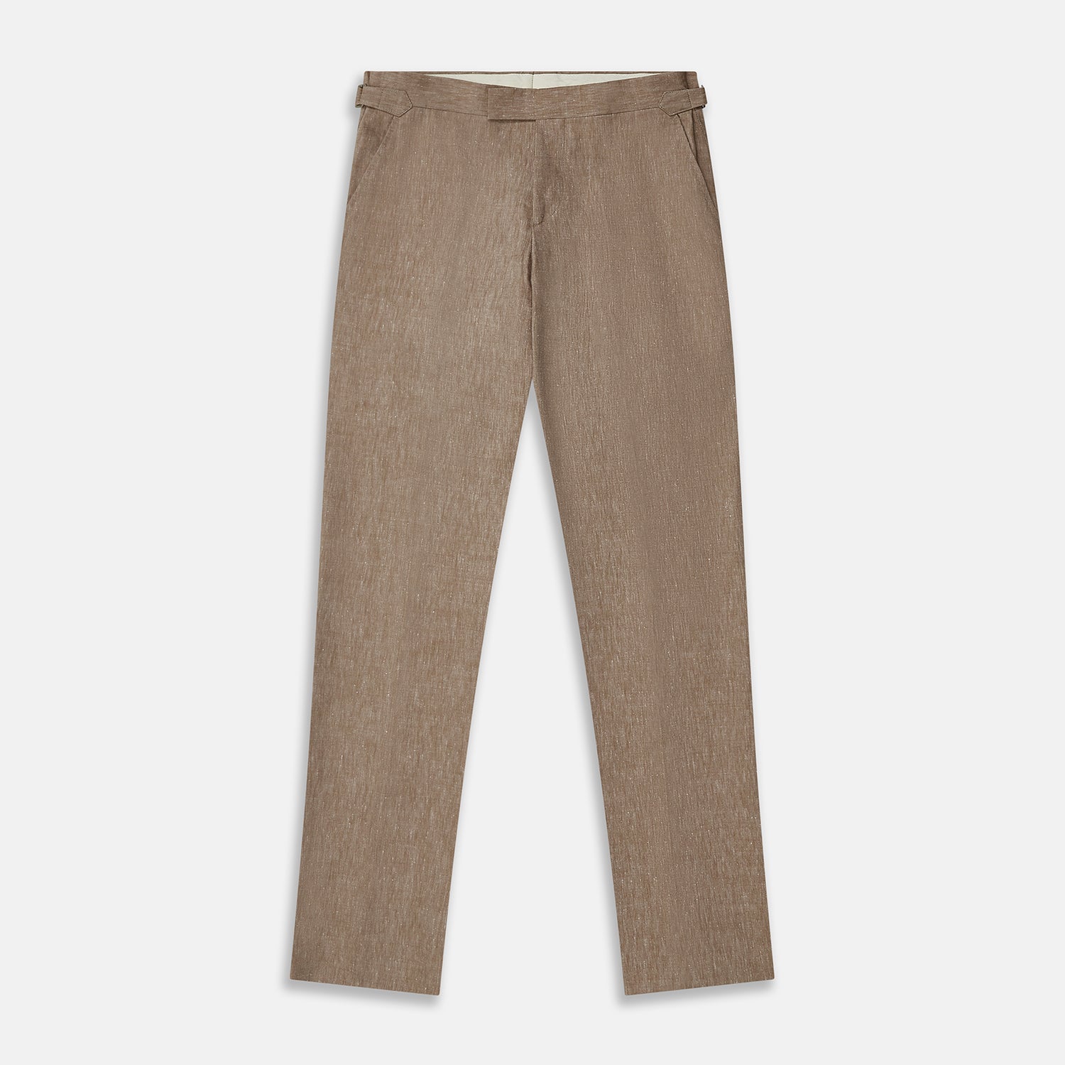 View 1 of product The Turnbull & Asser Beige Wool and Linen Blend Jonathan Trouser features Italian woven fabric and comes complete with a stylish belt.