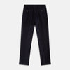 View 4 of product A pair of Turnbull & Asser Navy Horizontal Cord Nolan Trousers featuring a straight-leg fit, button and zip closure, front pleats, and classic horizontal cord texture, laid flat on a white background.