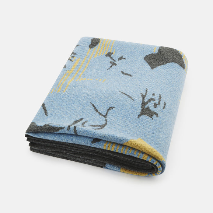 Pale Blue Wool and Cashmere Lily Blanket Image 6