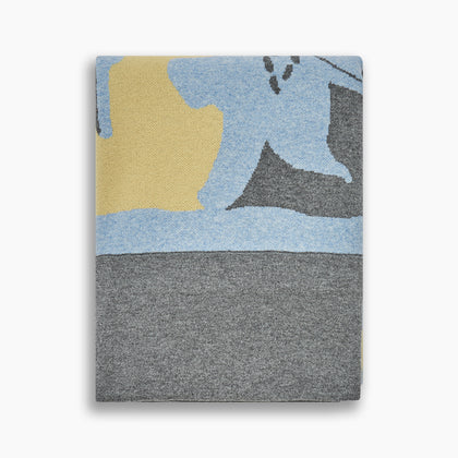 Pale Blue Wool and Cashmere Lily Blanket Image 8