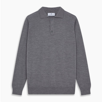 Grey Merino Wool Cecil Rugby Polo Shirt Image 3