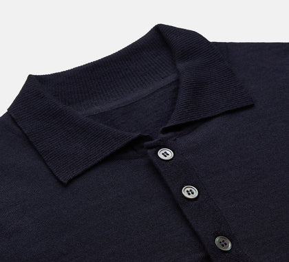 Navy Merino Wool Cecil Rugby Polo Shirt Image 1