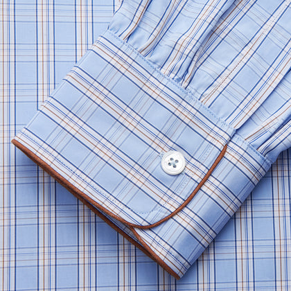 Pale Blue Multi Check Cotton Sussex Nightshirt Image 1