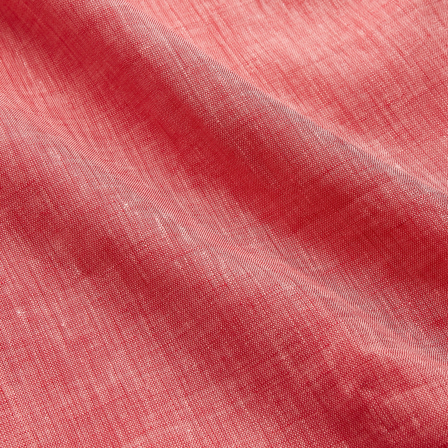 View 2 of product The Pink Linen Arnold Gown by Turnbull & Asser features white piping, long sleeves, a shawl collar, chest pocket, and a wrap-around belt tied at the waist, shown on a white background.