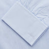View 3 of product The Turnbull & Asser Pale Blue Multi Stripe Cotton Regular Fit Whitby Shirt features long sleeves, a classic collar, and buttoned cuffs, shown laid flat on a white background.