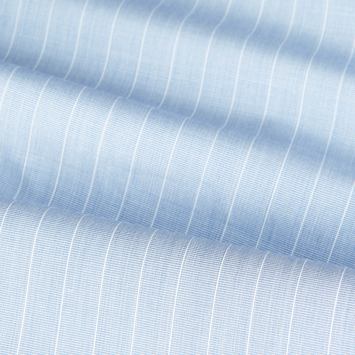 View 2 of product Navy Turnbull & Asser Mayfair shirt in textured cotton, regular fit with a sharp T&A collar and white buttons, laid flat on a white background.
