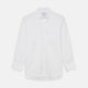 The Turnbull & Asser White Cotton Voile Weekend Fit Nevis Shirt features a Dorset button-down collar, two chest pockets, and a subtle military-inspired design, shown against a plain white background.