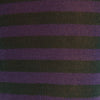 View 2 of product A single Turnbull & Asser Purple Striped Cotton Blend Sock, featuring bold black and purple horizontal stripes, is displayed on a white background as if worn on the right foot with toes pointing left.