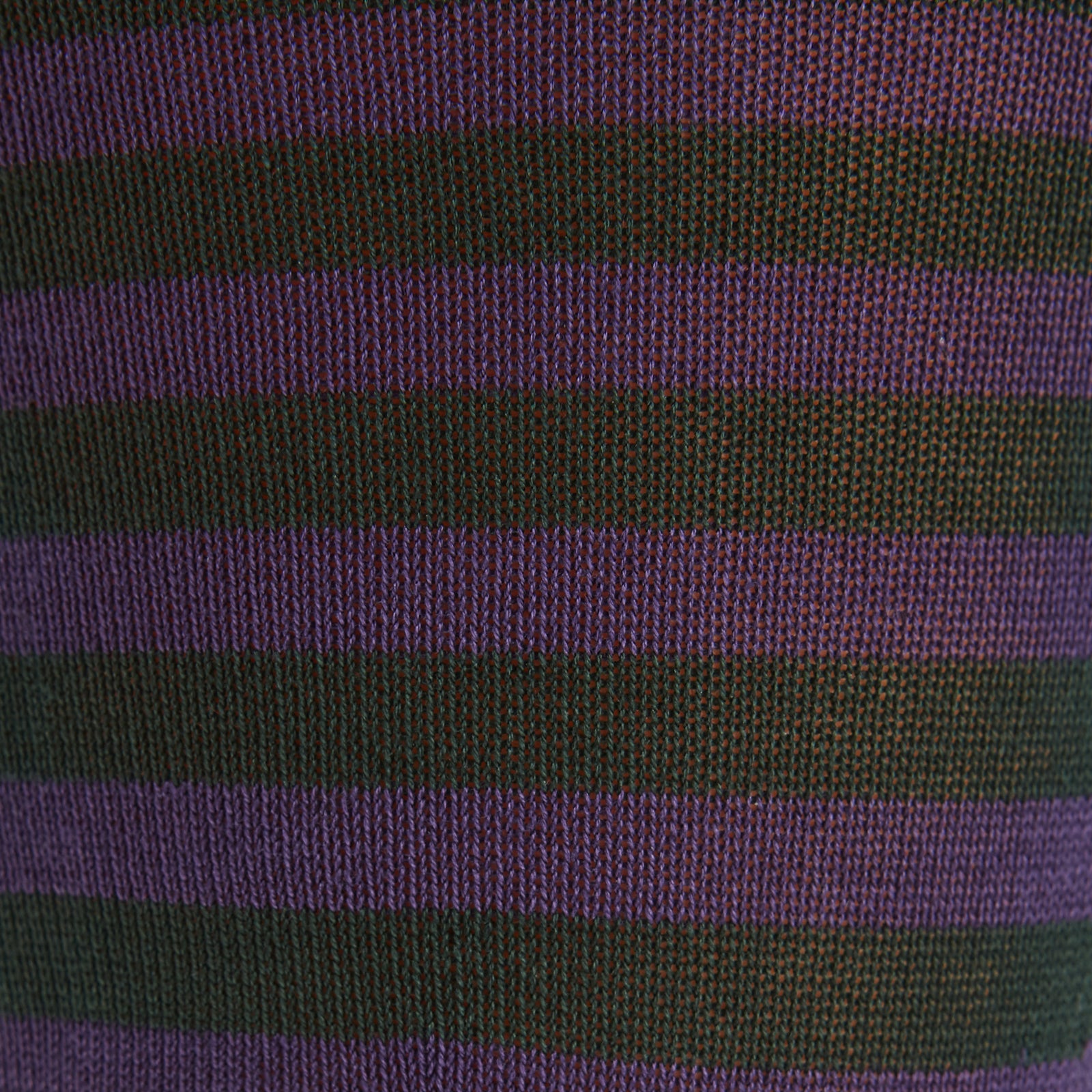 View 2 of product A single Turnbull & Asser Purple Striped Cotton Blend Sock, featuring bold black and purple horizontal stripes, is displayed on a white background as if worn on the right foot with toes pointing left.