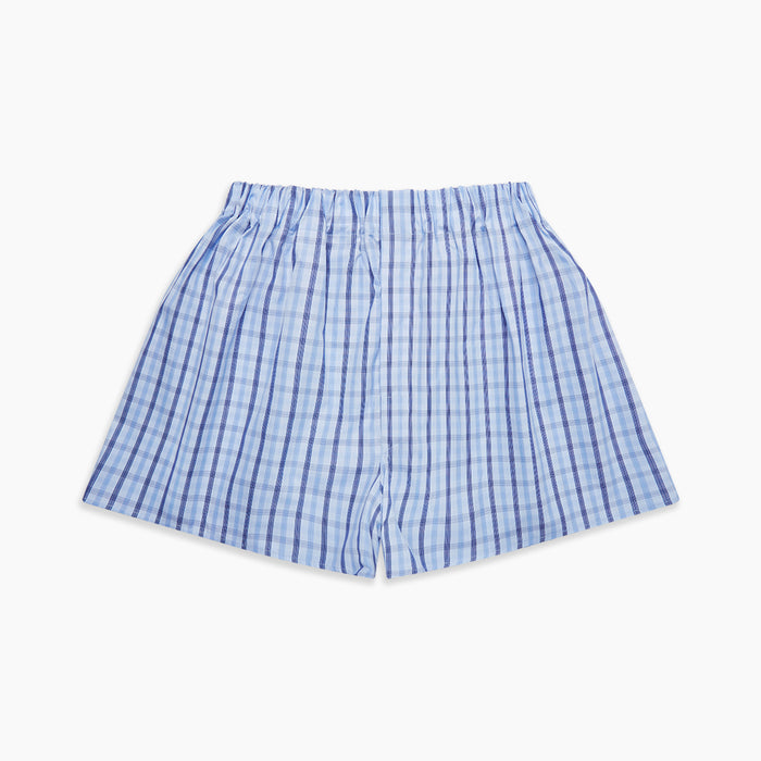 Blue Multi Check Cotton Godfrey Boxer Shorts Image 2