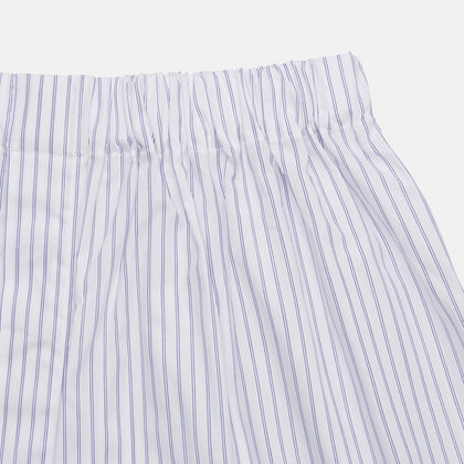 White and Blue Halo Stripe Cotton Godfrey Boxer Shorts Image 1