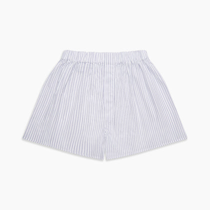 White and Blue Halo Stripe Cotton Godfrey Boxer Shorts Image 2