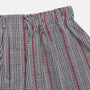 View 2 of product Black Prince of Wales check cotton Godfrey boxer shorts by Turnbull & Asser, featuring a loose fit and elastic waistband in a classic checkered design, displayed flat on a white background.