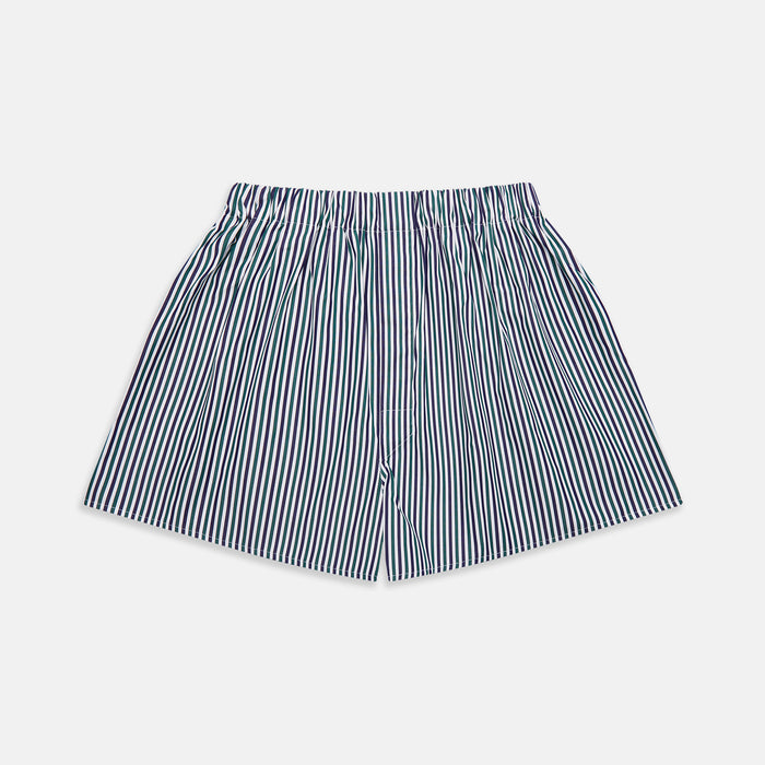 Green and Blue Stripe Cotton Godfrey Boxer Shorts