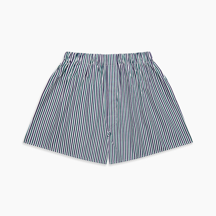 Green and Blue Stripe Cotton Godfrey Boxer Shorts Image 2