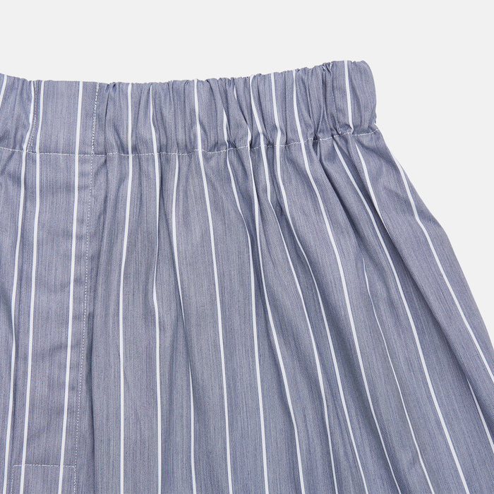 Pale Blue and White Pinstripe Cotton Blend Godfrey Boxer Shorts Image 1