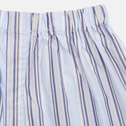 Pale Blue and Yellow Multi Stripe Cotton Godfrey Boxers Image 1