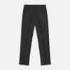 View 3 of product Turnbull & Asser Charcoal Black Wool Manson Trousers feature a tailored fit, front crease, belt loops, and side pockets, crafted from premium virgin wool and shown against a plain white background.