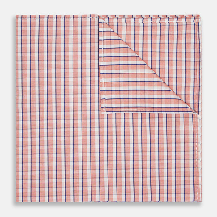 Orange and White Check Cotton Handkerchief