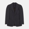 View 1 of product A menswear classic, the Turnbull & Asser Navy Cashmere Blend Henley Blazer features notch lapels, partial lining, two front buttons, and three patch pockets, shown flat on a white background.