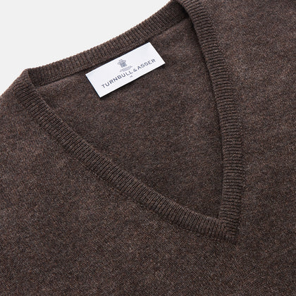 Brown Cashmere V-neck Paden Jumper Image 1