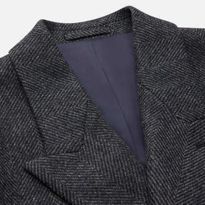 Grey Herringbone Wool Double Breasted Highgrove Overcoat Image 2