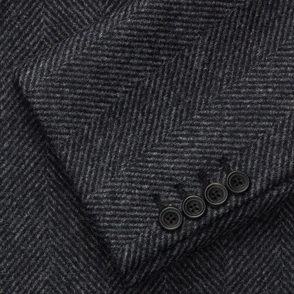 Grey Herringbone Wool Double Breasted Highgrove Overcoat Image 1