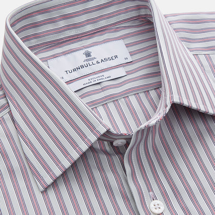 Red and Blue Stripe Cotton Regular Fit Mayfair Shirt Image 1