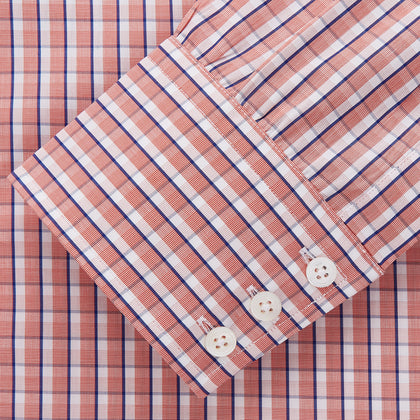 Orange and White Check Cotton Regular Fit Mayfair Shirt Image 1