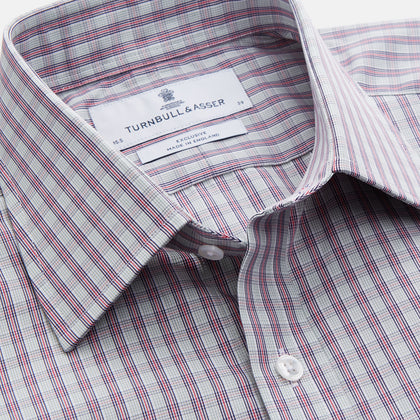 Red and Blue Check Cotton Regular Fit Mayfair Shirt Image 1