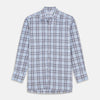 View 1 of product The Turnbull & Asser Blue and Yellow Check Cotton Regular Fit Mayfair Shirt for men is displayed laid flat on a white background.