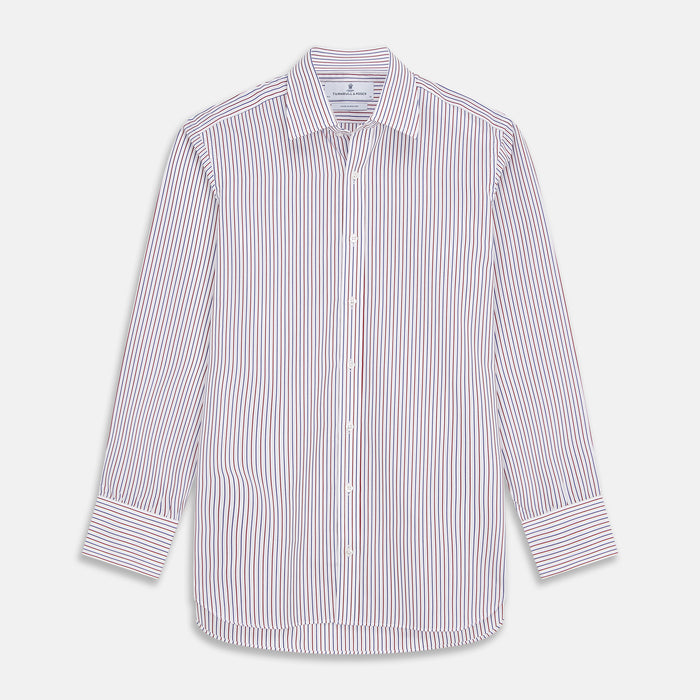Red and Blue Stripe Cotton Regular Fit Mayfair Shirt