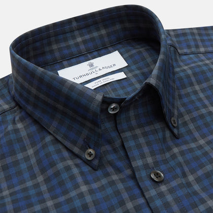 Blue Multi Check Wool Weekend Fit Hayne Shirt Image 1
