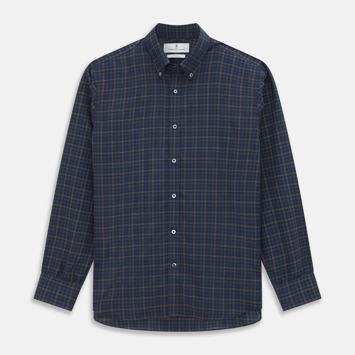 Blue Multi Check Wool Weekend Fit Hayne Shirt
