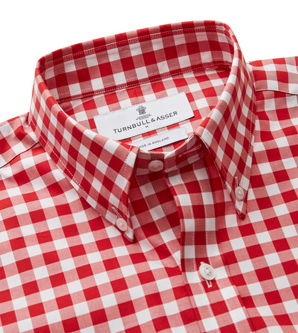 Burgundy Multi Check Cotton Weekend Fit Hayne Shirt Image 1