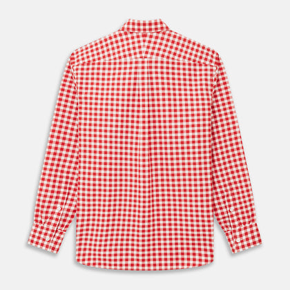 Burgundy Multi Check Cotton Weekend Fit Hayne Shirt Image 4