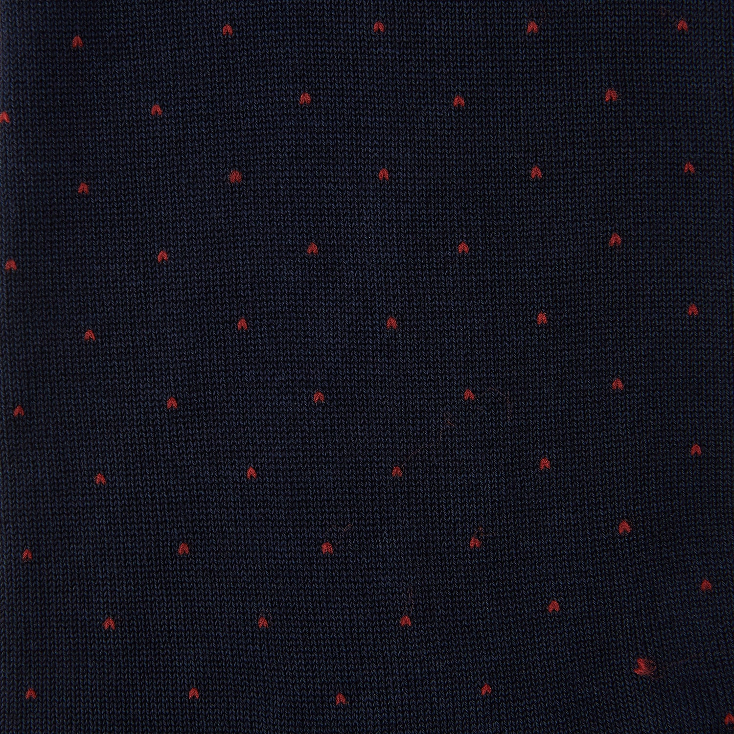View 2 of product The Turnbull & Asser Navy and Red Polka Dot Cotton Mid-length Sock features small, evenly spaced dots—perfect for adding a stylish touch to your wardrobe.