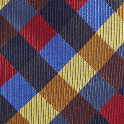 Blue, Red and Yellow Checker Silk Tie Image 1