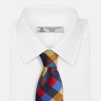 Blue, Red and Yellow Checker Silk Tie Image 3