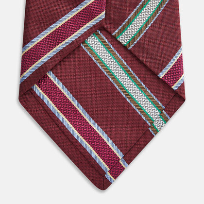 Burgundy Multi Stripe Silk Tie Image 2