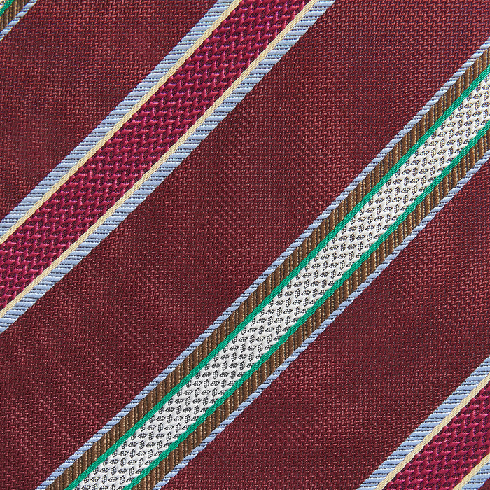 Burgundy Multi Stripe Silk Tie Image 1